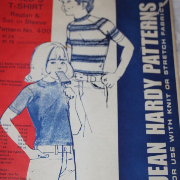 UNCUT Vintage Jean Hardy sewing pattern 400 Child's tshirt raglan set in sleeve crew neck