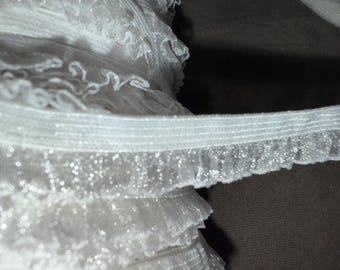 10 yards white stretch organza lace ruffle sewing stretch elastic TRIM 1/2" wide