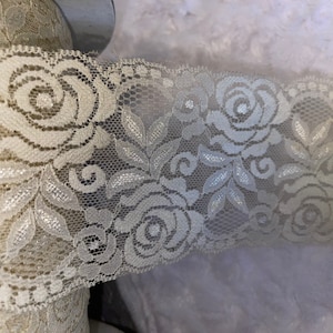 10 yards Cream Stretch galloon Lace lingerie Headband 3.25&quot; wide