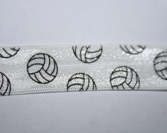 3.75 yards Black White VOLLEYBALL  headband DIY Hair Ties FOE stretch foldover elastic