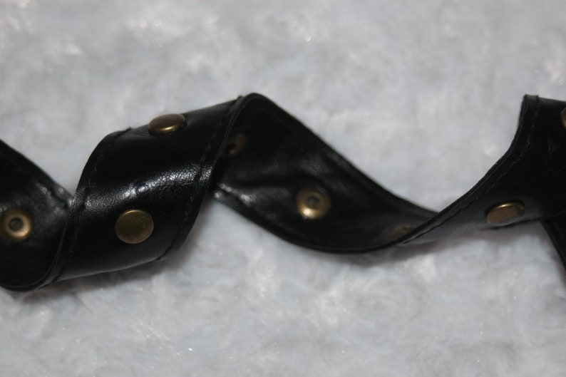 5.75 yards soft black pleather silver studs trim sewing Cosplay costumes 1 wide w57