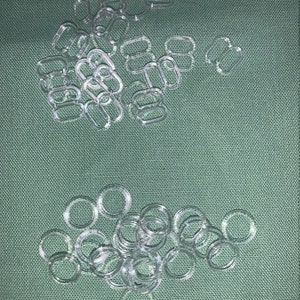 30 pair (60 pieces) white Clear or Black Plastic Bra O Ring Tri Glide Slider Lingerie mask for adjustable elastic Sewing Strap 6mm 1/4&quot;