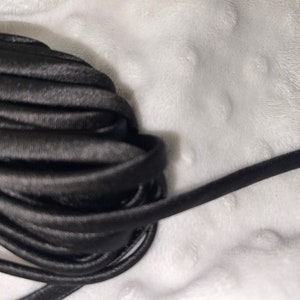 5 yards BLACK shiny satin cord cording spaghetti strap tube corset