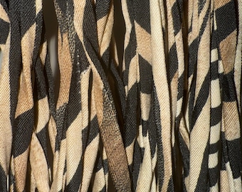 6.5 yards tan black animal print Spaghetti Strap Tube string tubular hollow Cord Lace Up Tees 1/4" wide