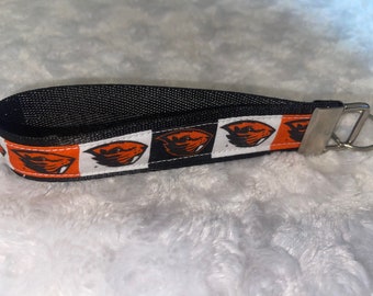 Oregon State Beavers Nylon Strap Key Fob keychain Black Orange