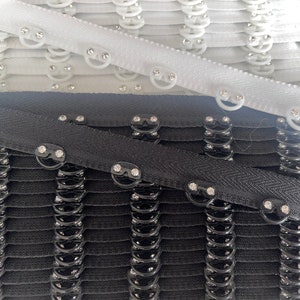 4.75+ yards Black or White Nylon Lacing Tape Plastic D RING with rhinestones corset goth Steampunk