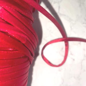 Cherry Red Satin Spaghetti Strap Cord: 1/4&quot; Wide, 10 Yards