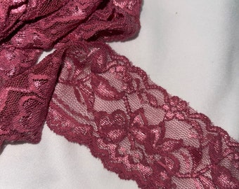 4 yards mauve dust rose lingerie headband Stretch sewing Lace 2" wide