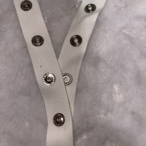 3 yards heavy duty WHITE Cotton Twill silver metal snap tape Fasteners 3/4&quot; wide