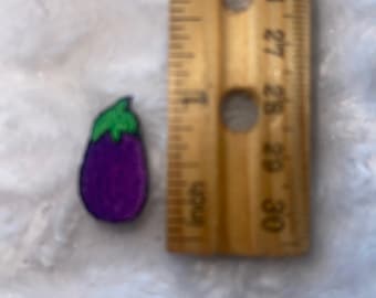 Lot set of 5 eggplant emoji mini Iron-On embroidered applique Patch 1" wide