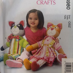 Vintage UNCUT McCalls 6980 M6980 sewing pattern Learn To use fasteners Raccoon Cat Plush stuffed animal