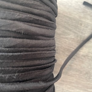 5 yards black velvet fabric non stretch tubular spaghetti cord cording 1/4&quot; wide