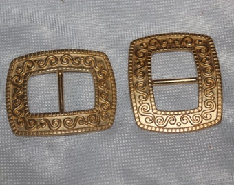 1 dozen Heavy Duty GOLD metal BELT Buckle Buckles etched scroll pattern