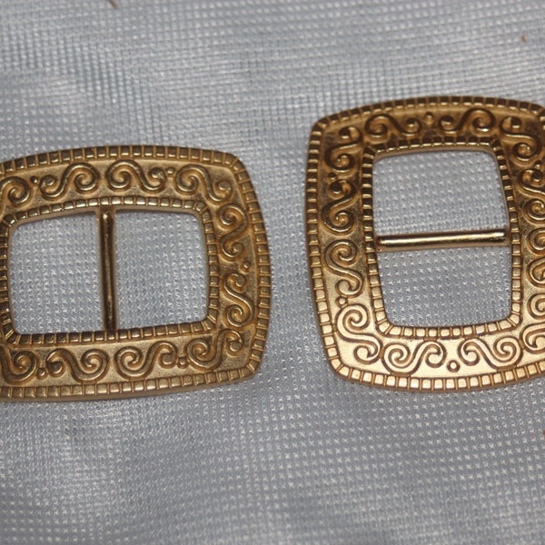 1 dozen Heavy Duty GOLD metal BELT Buckle Buckles etched scroll pattern