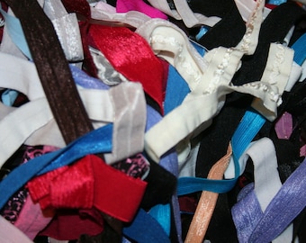 Lot 50 yards RANDOM grab bag assortment FOE foldover elastic  sewing headband bra lingerie hair mask ties
