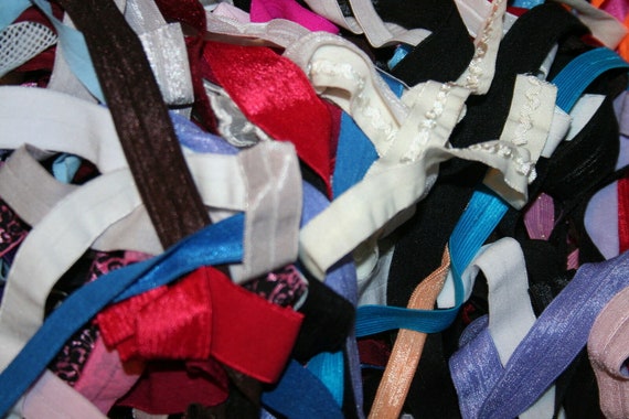 Lot 50 yards RANDOM grab bag assortment FOE foldover elastic  sewing headband bra lingerie hair mask ties