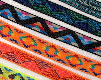 3 yards aztec diamond print boxer stretch elastic 1" wide