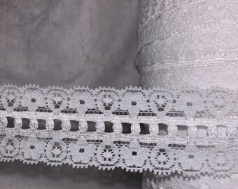 10 yards white sewing craft lingerie soft mesh scalloped stretch lace 1.25" wide