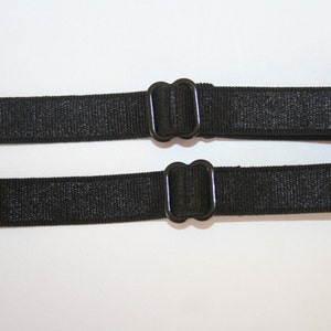 6 pair BLACK sew in spaghetti lingerie BRA strap straps Shiny Elastic 1/2&quot; wide