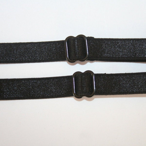 6 pair BLACK sew in spaghetti lingerie BRA strap straps Shiny Elastic 1/2" wide