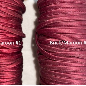 5 yards brick Red  / light maroon Spaghetti Strap Tube tubular hollow satin shiny Non Stretch Cord 1/4&quot; wide