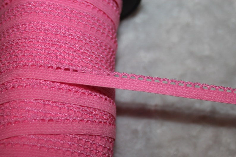 10 yards bright bubblegum pink sewing craft Picot Lingerie Stretch loop sewing Elastic 38 wide