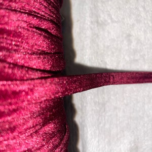 5 yards maroon burgundy velvet fabric minimal stretch tubular spaghetti cord cording 3/8&quot; wide*