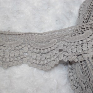 5 yards Light Pale Gray Cotton VENISE embroidered Victorian sewing Trim lace 2.75&quot; wide