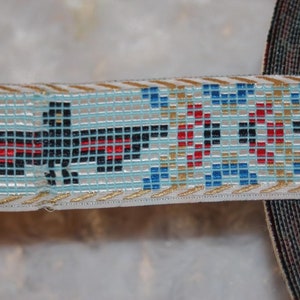 3 -5 yards black brick red baby blue tan American Indian thunderbird woven jacquard trim 1.375&quot; wide