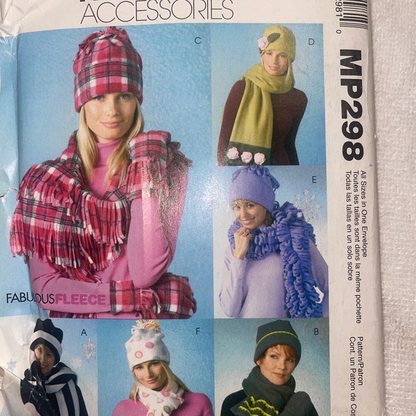 McCall's Fashion Accessories M4681 Misses Hats, Scarves and Mittens Sewing Pattern Fleece Knit Wool