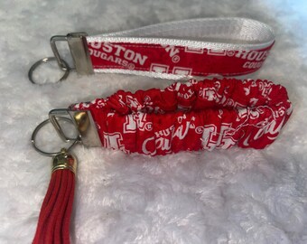 University of Houston Cougars scrunchie Elastic Wrist Key FOB Keychain Nylon Strap College NCAA