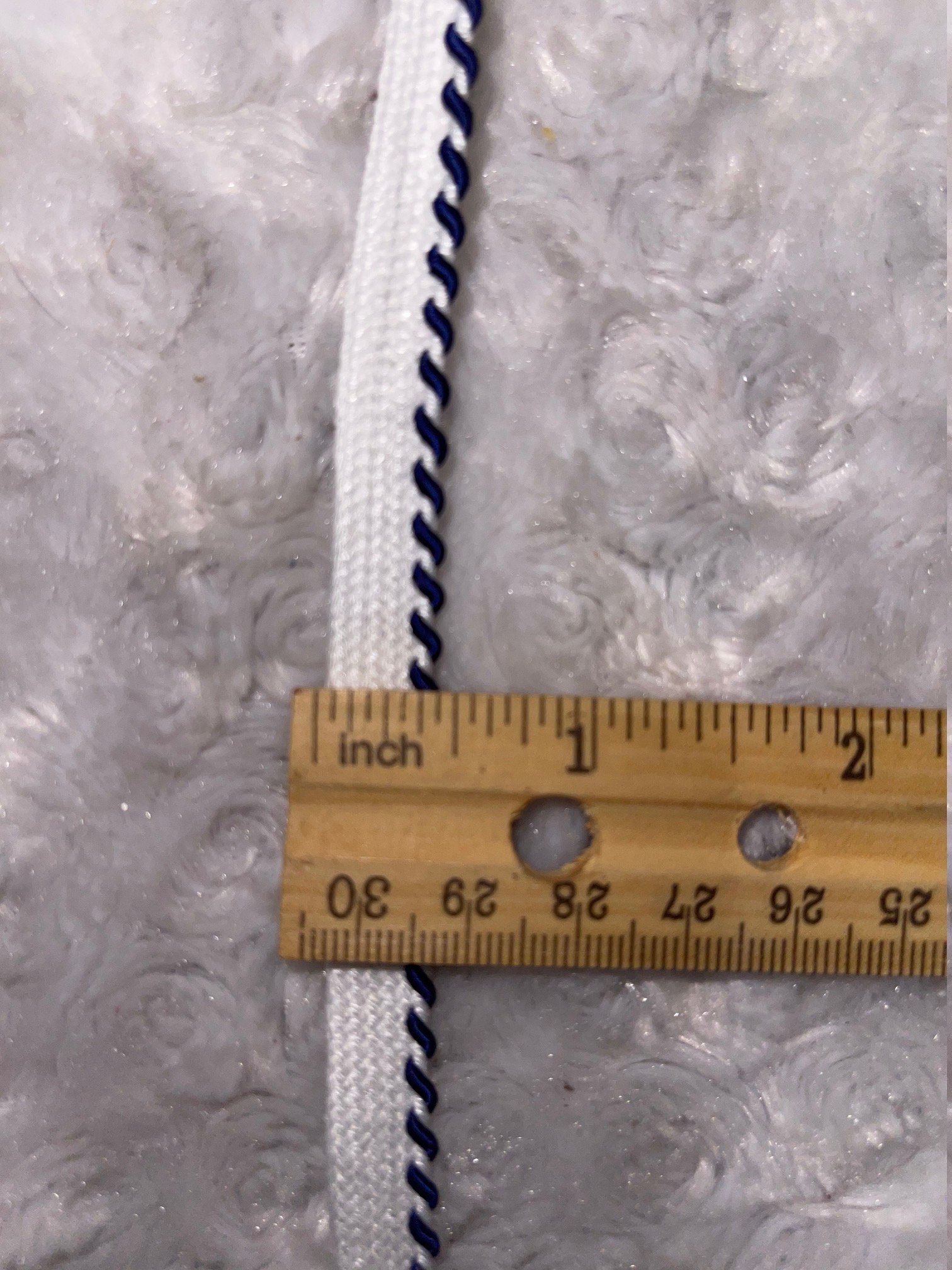 10 Yards White DARK Navy Blue Barber Pole Braid Lip Cord Piping ...