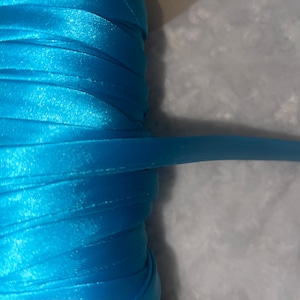 5 yards turquoise aqua Spaghetti Strap Tube tubular hollow satin shiny Non Stretch corset Cord string  1/2&quot; wide