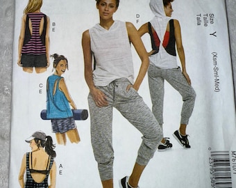 New UNCUT Mccall's M7610 7610 sewing pattern Gym Exercise leggings Open back tank top Misses Activewear Tops & Joggers Pattern L XL XXL