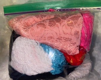 Random Grab Bag LOT stretch lace Remnant assorted sewing trims or crafts, doll clothes, lingerie