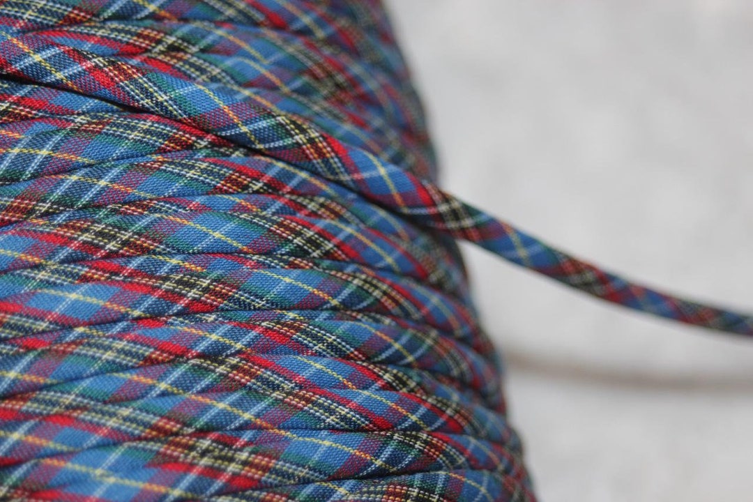13 Yards Tartan Plaid BLUE Red Green Stuffed Spaghetti Strap Tube ...