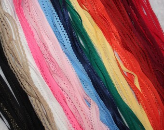 Lot 75 yards PICOT edged loop stretch doll craft elastic 1/4" 3/8" 1/2" inch