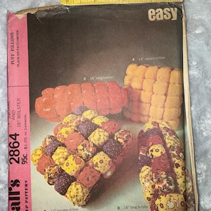 UNCUT McCalls 2864 Puff Pillow Sewing Pattern Vintage 1971 Patchwork Pillow Bolster Cushion DIY Home Decor