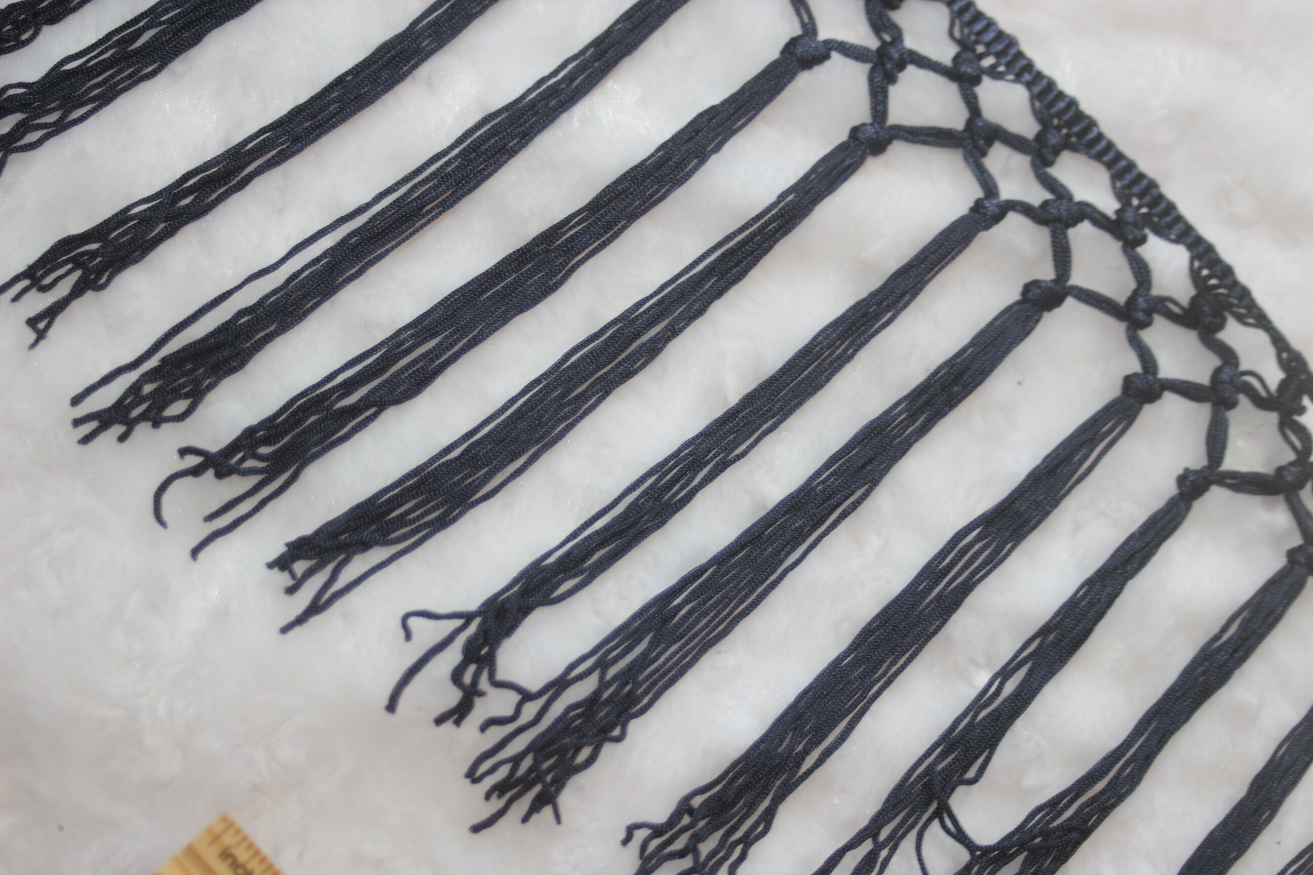 2 Striped Color Chainette Fringe Trim (Sold by The Yard) (Black/White) | Trims by The Yard