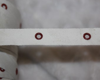 3 yards Cherry Red cotton silver grommet white twill trim tape sewing for Corsets Bustiers Lacing costumes 2" spacing