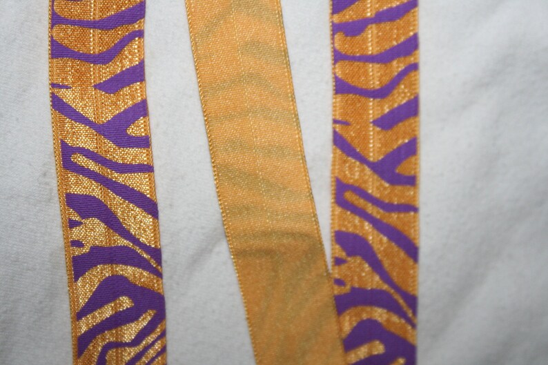 10 yards Purple Yellow Gold Tiger Zebra animal print shiny baby headband DIY Hair Ties FOE stretch foldover fold over elastic