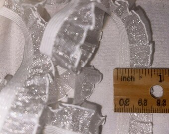 10 yards white stretch organza lace ruffle sewing stretch elastic TRIM 3/4" wide