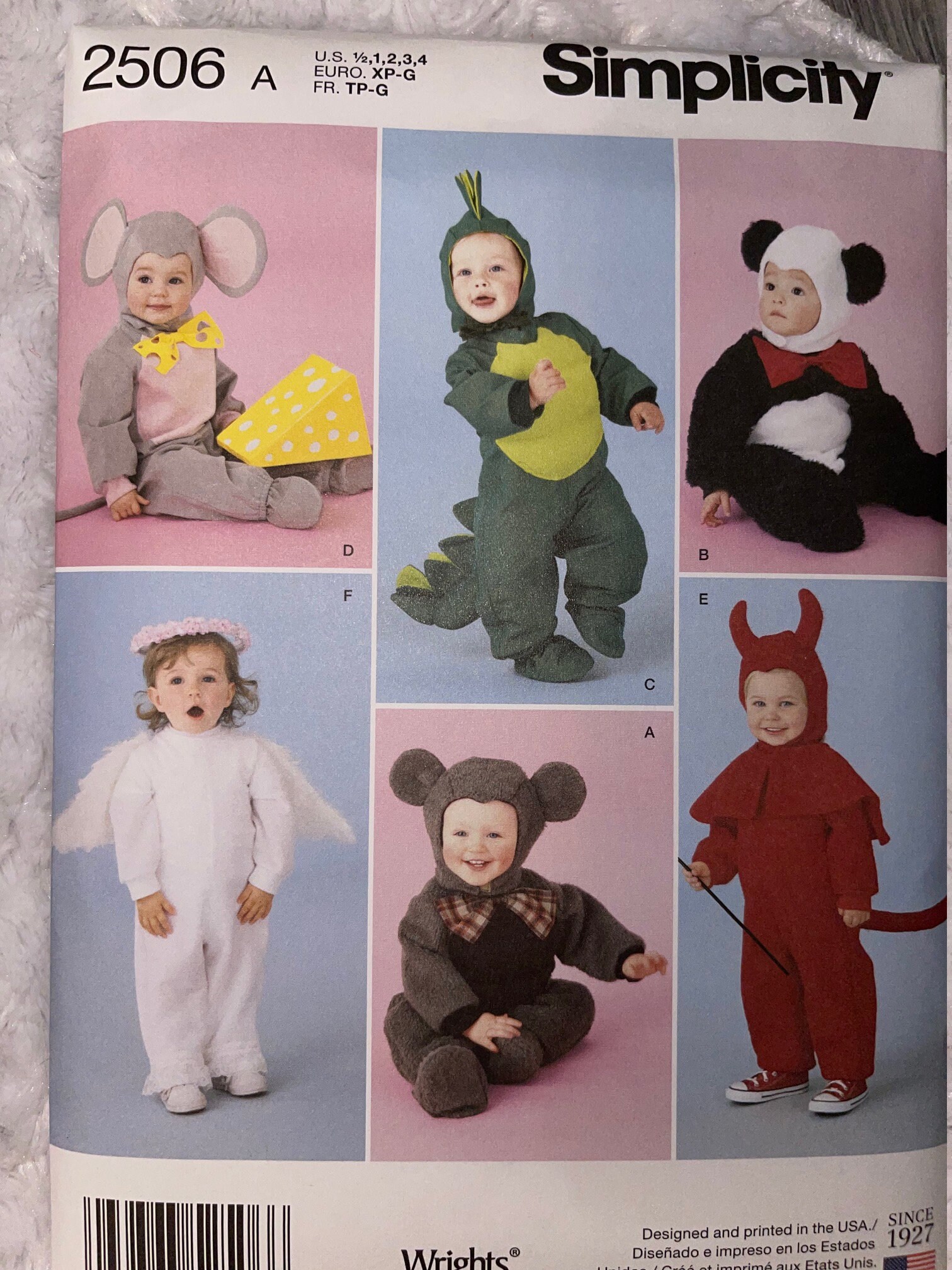 Simplicity 2506 Toddlers Costume Mouse Angel Dinosaur Devil Panda Teddy Bear New Simplicity 2506 Toddlers Costume Mouse Angel Dinosaur Devil Panda Teddy Bear New
