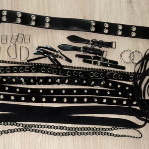 Kit #7 Edward Scissorhands sewing kit pleather grommet trim belt buckles rings velveteen black eyelet trim