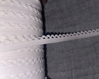 20 yards WHITE PICOT edged loop stretch doll craft elastic 1/2&quot; inch