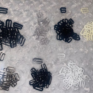 Wholesale Lot 175 Black White Clear plastic metal replacement bra swim suit costume hook hooks 1/2&quot; 3/4&quot; 1&quot;