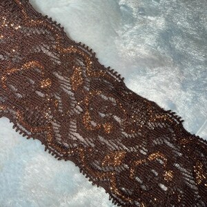 10 yards dark coffee Brown Bronze Copper sewing stretch lace 1.5" wide