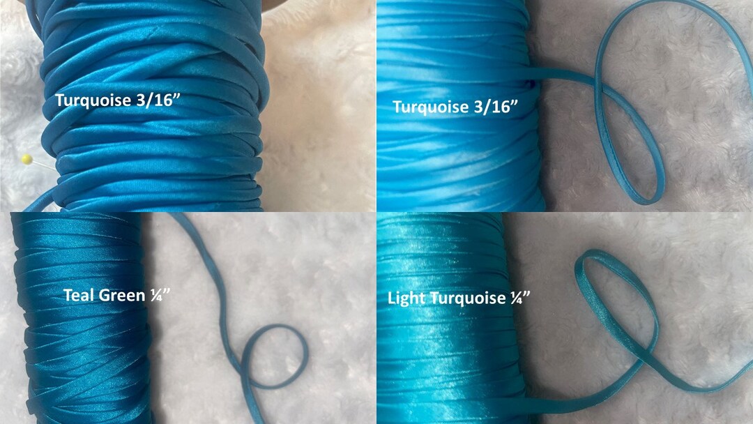 5 Yards Light Drk Teal Turquoise Spaghetti Strap Tube Tubular String ...