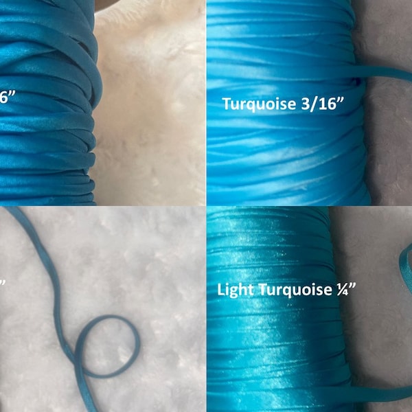 5 yards light drk teal turquoise Spaghetti Strap Tube tubular string hollow satin shiny Non Stretch Cord Lace Up corset 1/4" wide
