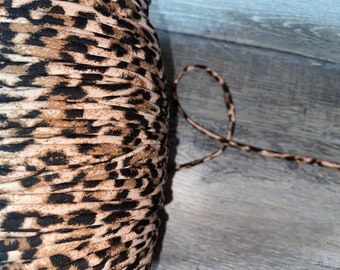 10 yards black brown animal print cheetah leopard Spaghetti Strap Tube string tubular hollow poly string  Stretch Cord Lace Up 1/4" wide